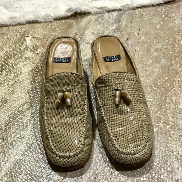 Stuart Weitzman Shiny Tassel Mule Loafers - Picture 2 of 7